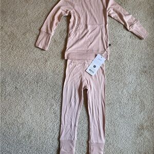 Girls Long-Sleeve Pink Pajama Set with Stretch Leggings